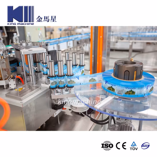 완전 자동 핫멜트 접착제 OPP 애완 동물 플랫 라운드 플라스틱 병 사각형 병 탄산 음료 주스 음료 식수 병 라벨링 포장기
